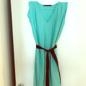 Aqua belted Zara dress